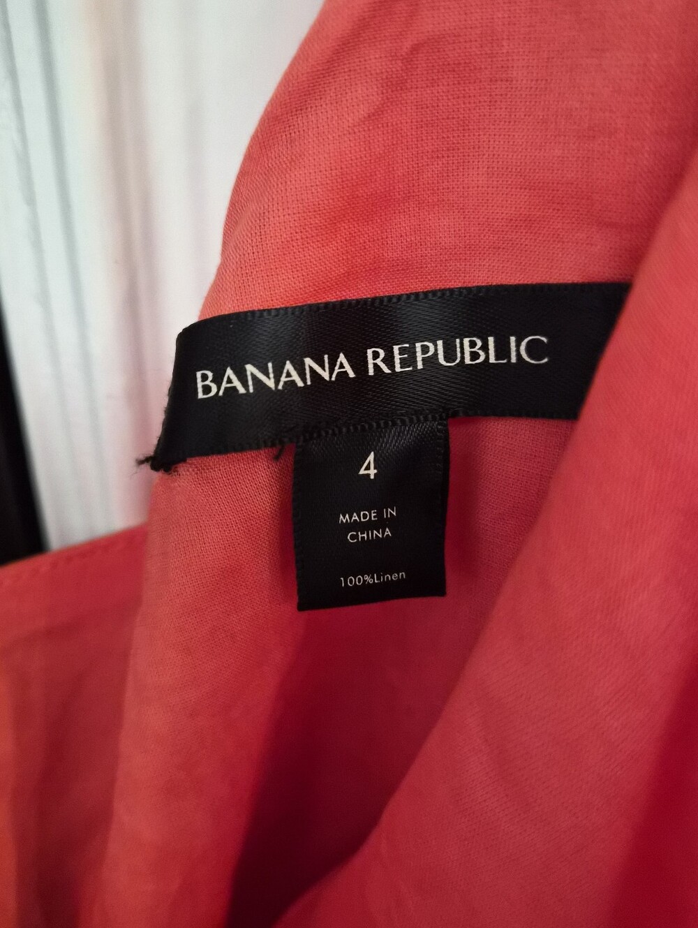 Banana Republic Coral Linen One-Shoulder Ruffle Mini Dress - Size 4 - Picture 9 of 9